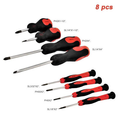 Picture of Toolman Screwdriver set 8pc CRV-6150 Philips Flat Crosspoint Slotted