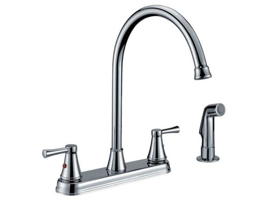 Picture of F8269SBN, Brushed Nickel Dual Handle Kitchen Faucet With Side Spray